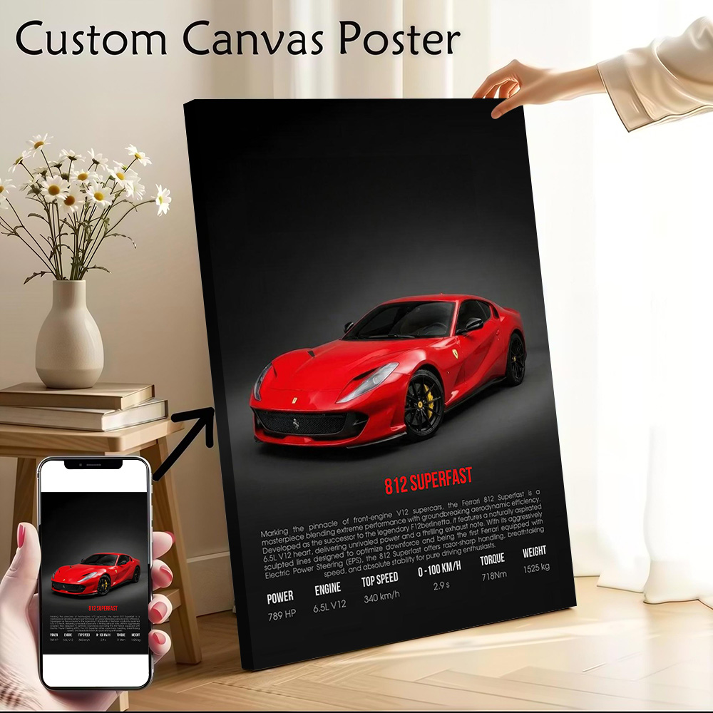 Interior Design House - Supercar 812 Superfast Printed Canvas Poster