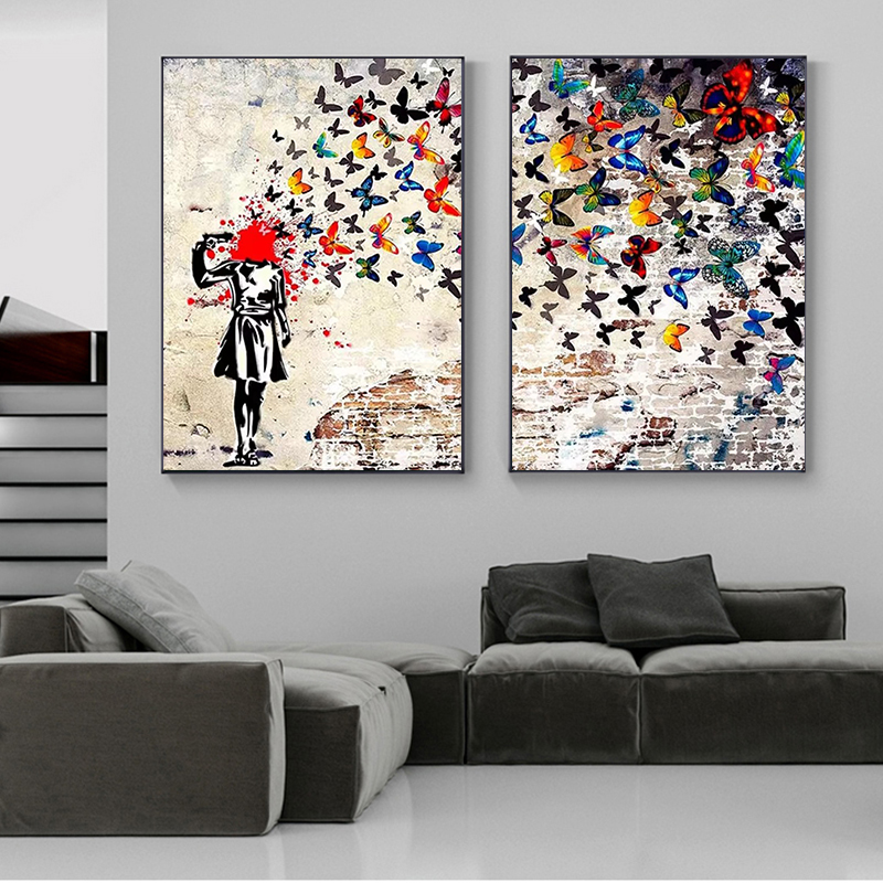 Interior Design House - Banksy Butterfly Girl Poster and Prints
