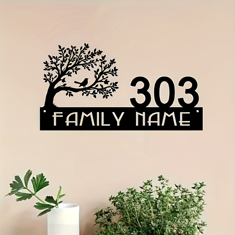 Interior Design House - Custom Metal Address Sign with Tree&Bird