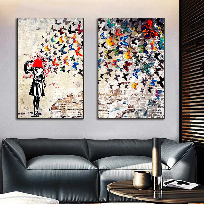 Banksy Butterfly Girl Poster a - Interior Design House avaliação e preço