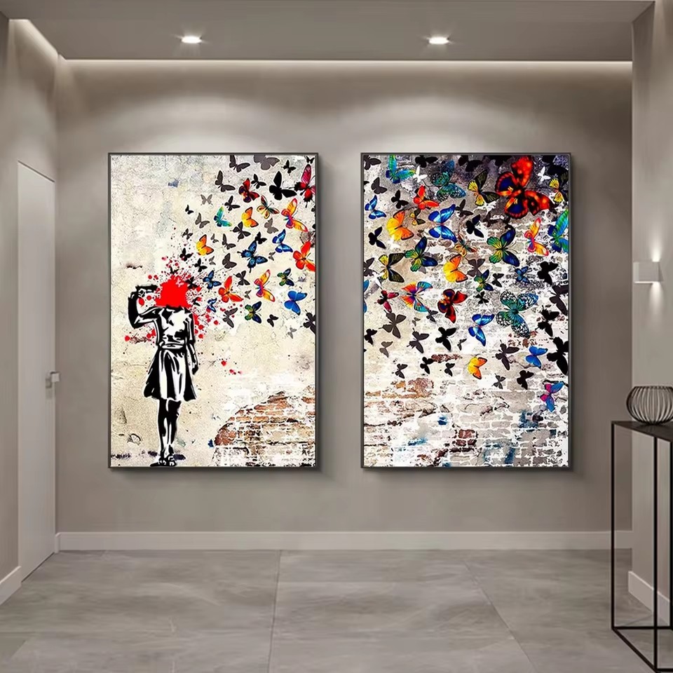 Banksy Butterfly Girl Poster a - Interior Design House avaliação e preço