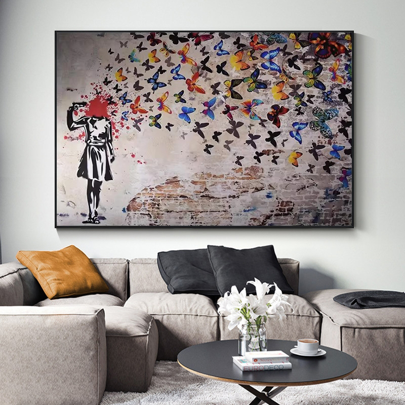 Banksy Butterfly Girl Poster a - Interior Design House avaliação e preço