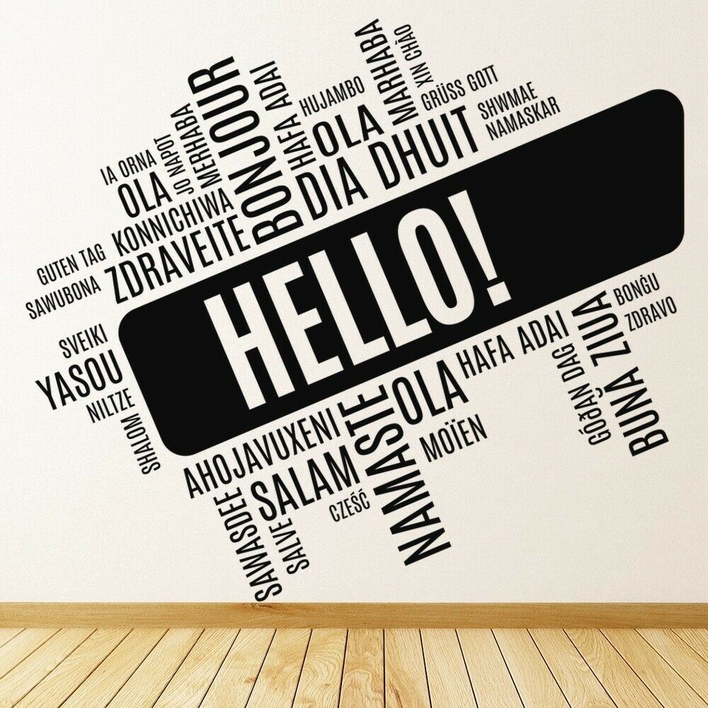 Hello Foreign Language Wall De - Interior Design Language avaliação e preço