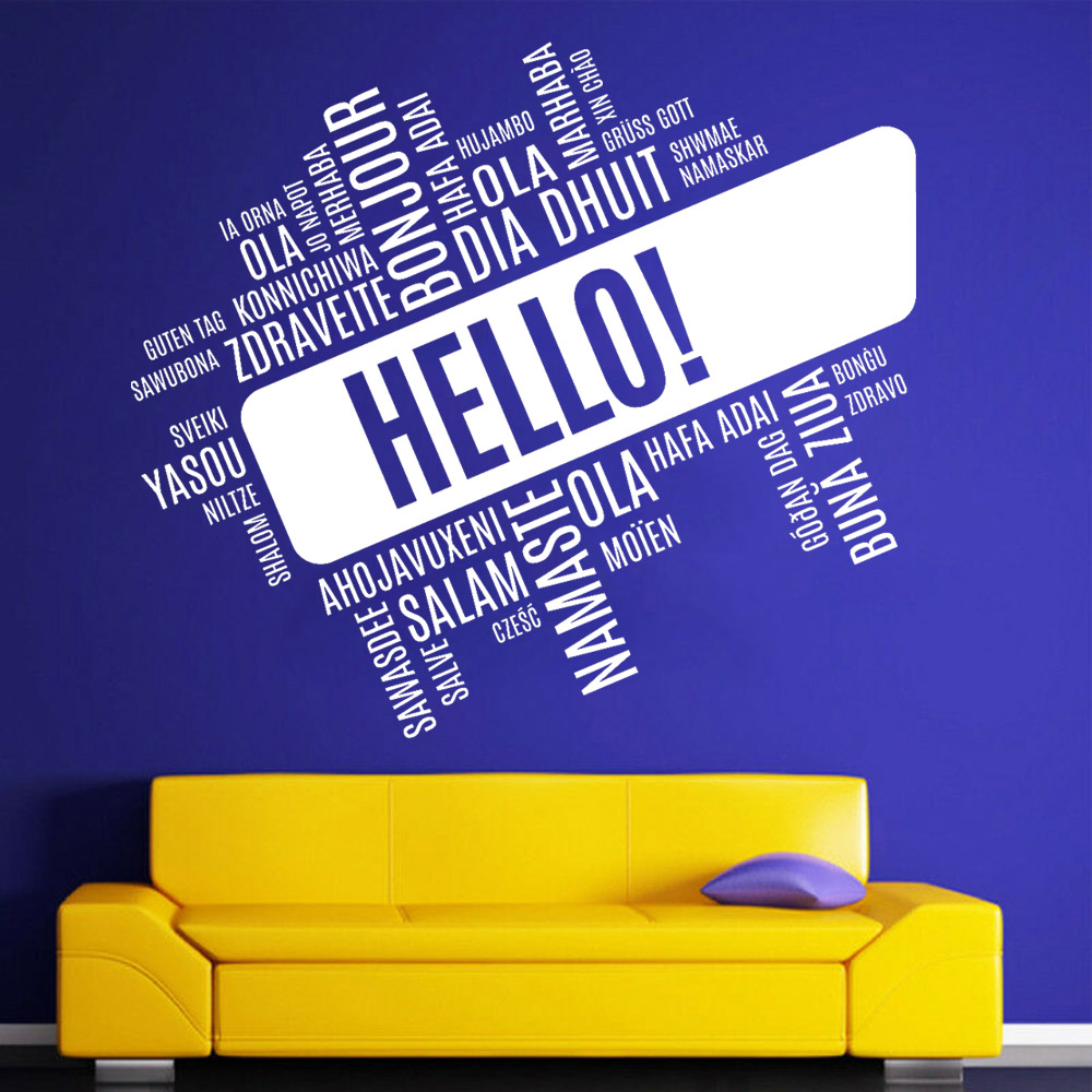 Hello Foreign Language Wall De - Interior Design Language avaliação e preço
