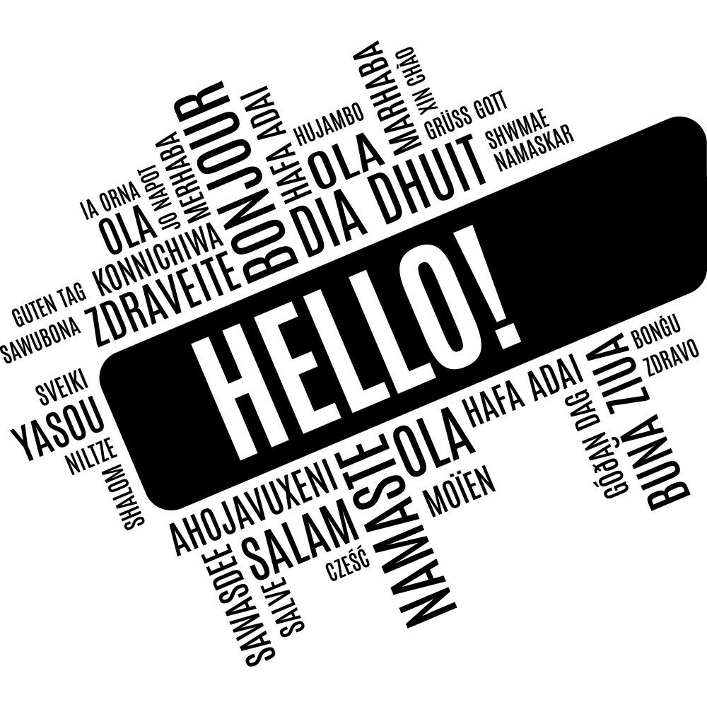 Hello Foreign Language Wall De - Interior Design Language avaliação e preço