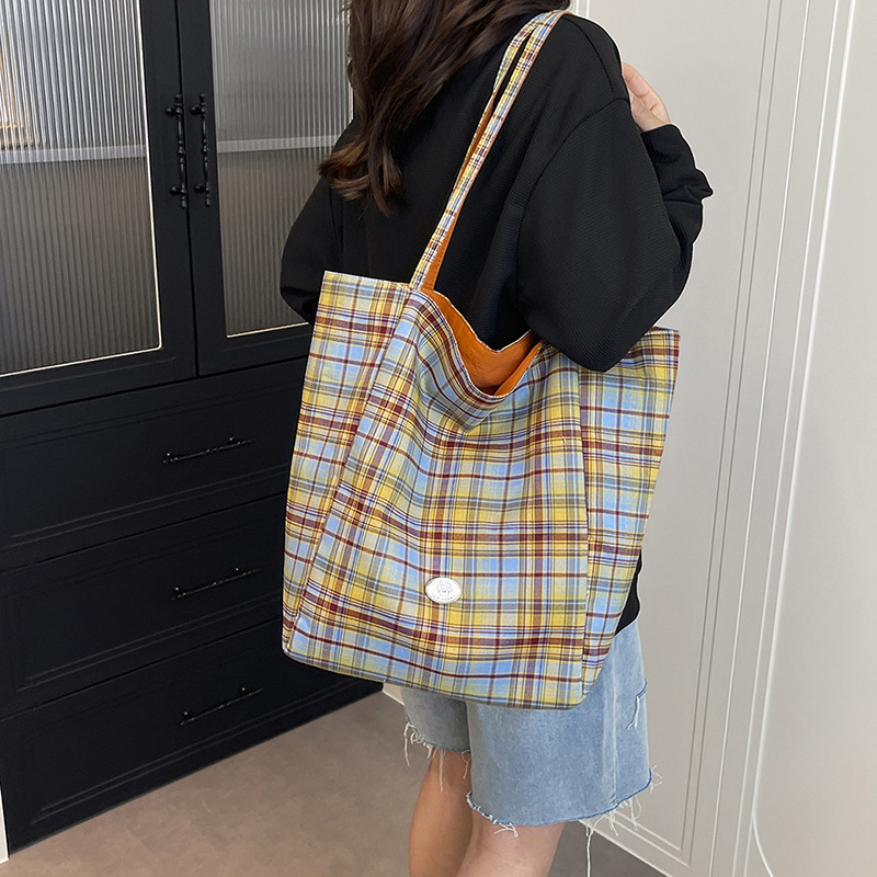 Plaid Tote Bag for Women Shoul - Interior Design Class avaliação e preço