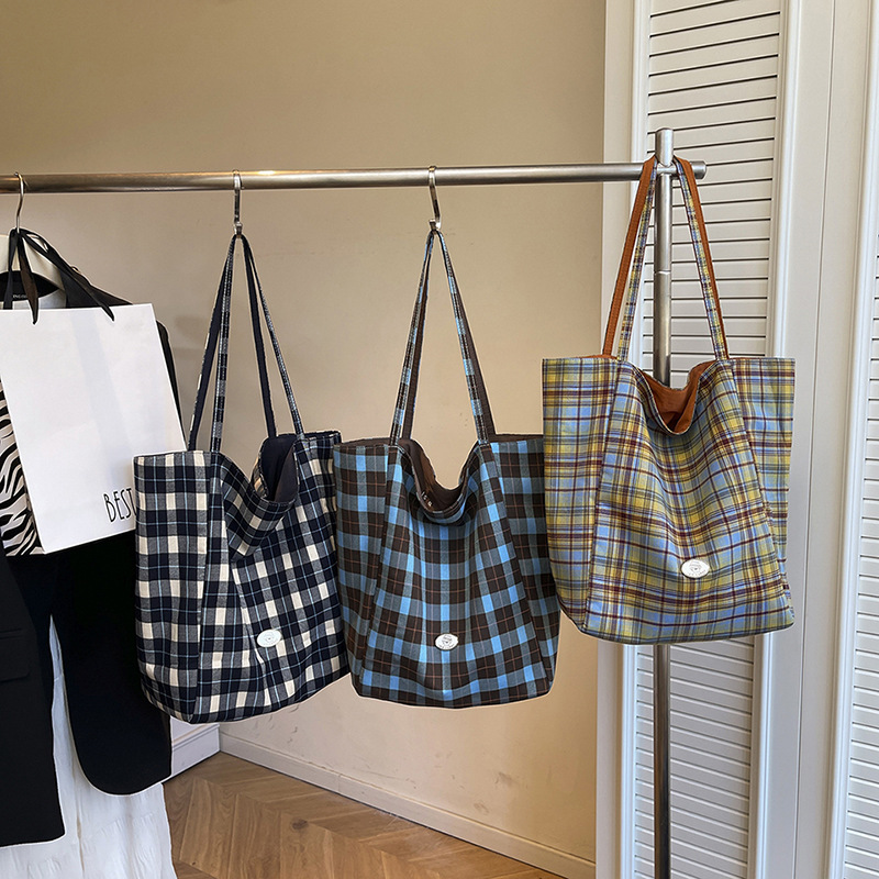 Plaid Tote Bag for Women Shoul - Interior Design Class avaliação e preço