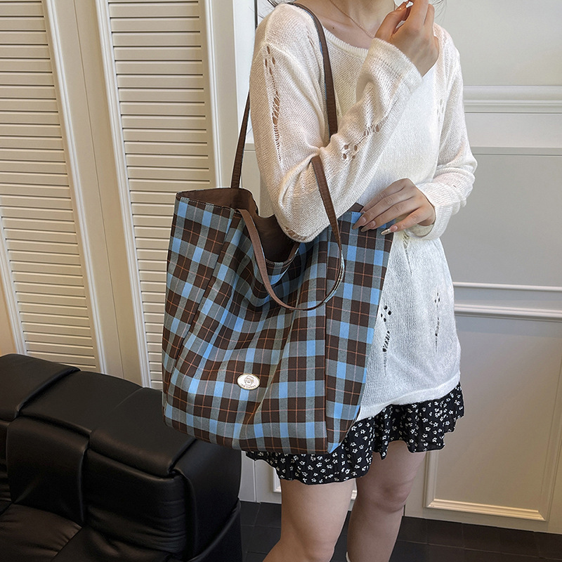 Plaid Tote Bag for Women Shoul - Interior Design Class avaliação e preço